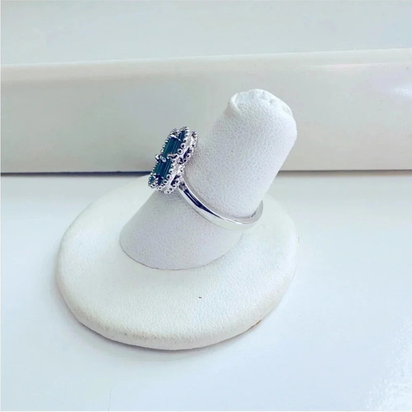 Sterling Silver Four Leaf Clover Malachite Adjustable Ring - Picture 4 of 6